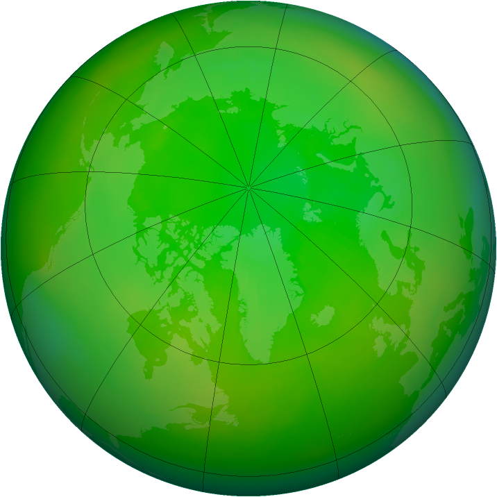 Arctic ozone map for July 1981